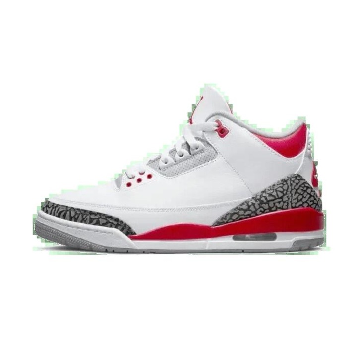 Мъжки спортни обувки Jordan Air Jordan 3 OG Fire Red, бяла и черна кожа, въздушна подметка