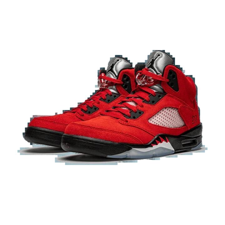 Мъжки спортни обувки, Jordan, Air Jordan 5 Retro Raging Bull, емблематичен стил, червени, кожа