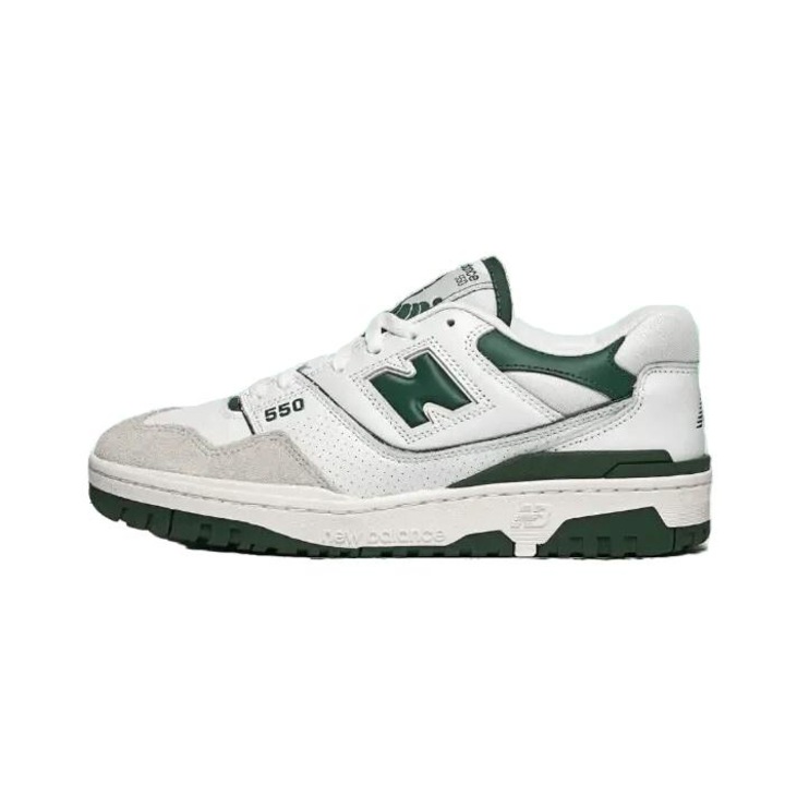 Маратонки New Balance 550, бяло/зелено, синтетична кожа и велур, ретро дизайн, 37 EU