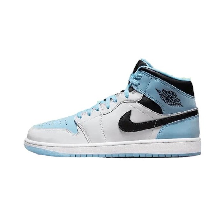 Pantofi sport barbati Jordan Air Jordan 1 Mid SE, negru, albastru deschis, piele, 36 EU