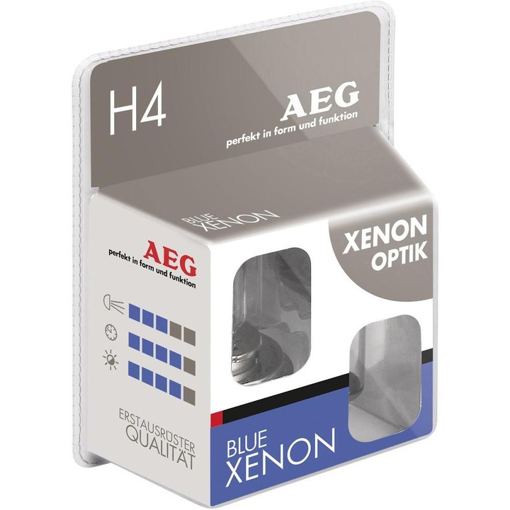 Комплект 2 халогенни крушки за автомобил AEG H4 Blue Xenon 12V 55/60W 97261