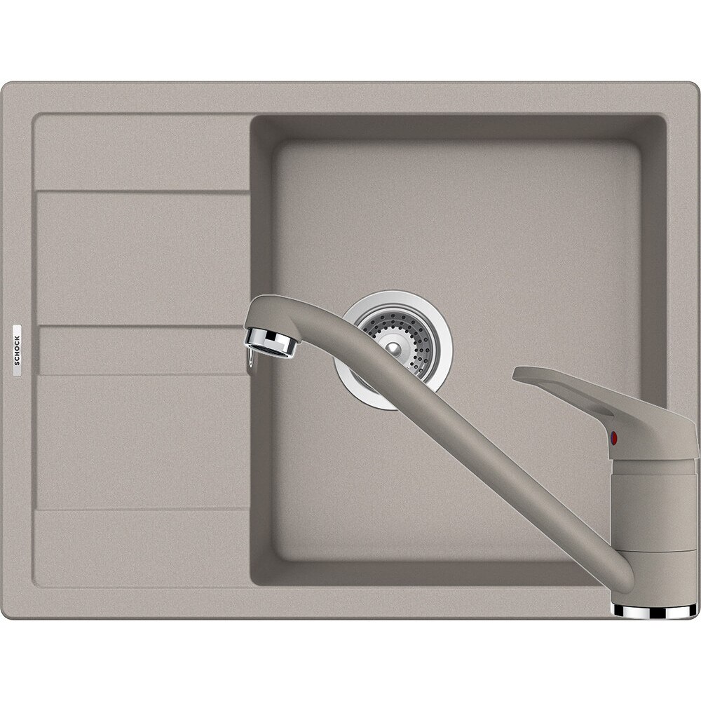 Kit chiuveta Schock Ronda D-100L 650 x 500 mm si baterie Schock Cosmo Beton Cristalite