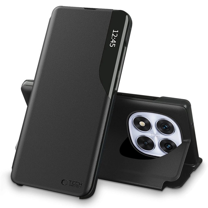 Tech-Protect Smart View tok, fekete, eco-bőr, Xiaomi Redmi Note 14 Pro 5G / Poco X7 5G készülékekhez
