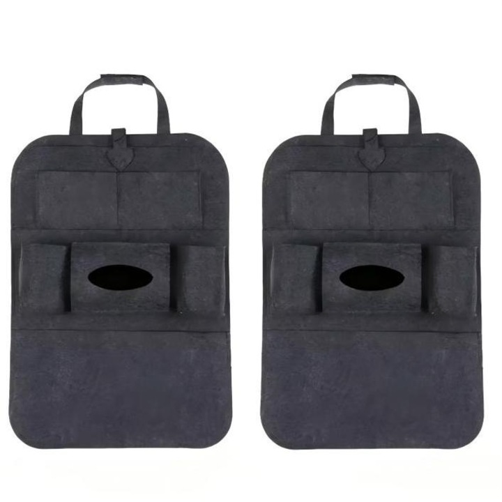 2 darabos készlet, autós rendszerező, filc anyag, 55CMx40CM, többfunkciós rekeszes kialakítás, kompatibilis különféle autómodellekkel