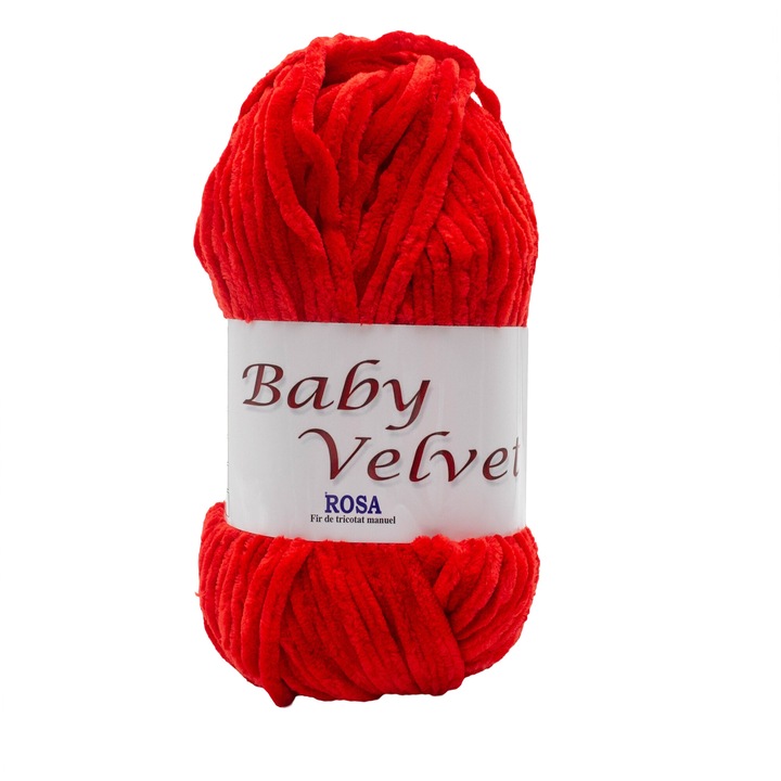 Bársonyos kötőfonal csomag Baby Velvet 1009, 5 gombolyag, 100% mikropoliészter, 500 g/csomag, piros