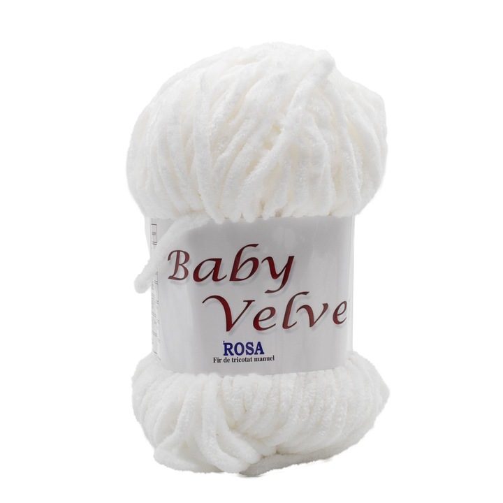 Pachet fir tricotat catifelat Baby Velvet 216, 5 bobine, micropoliester 100%, 500 g/pachet, alb