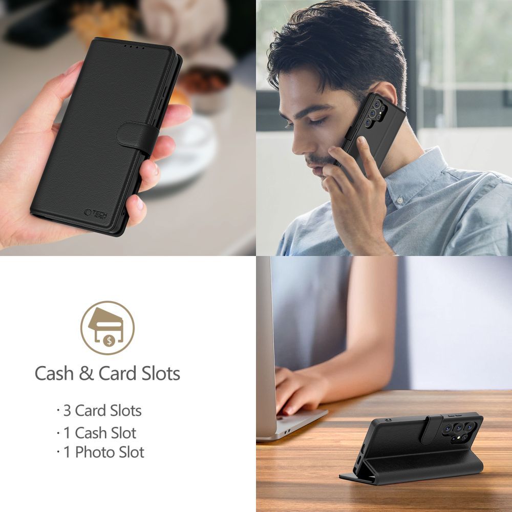 Husa TECH-PROTECT Wallet compatibila cu Xiaomi Poco X7 5G / Redmi Note 14 Pro 5G / Note 14 Pro Plus 5G Black