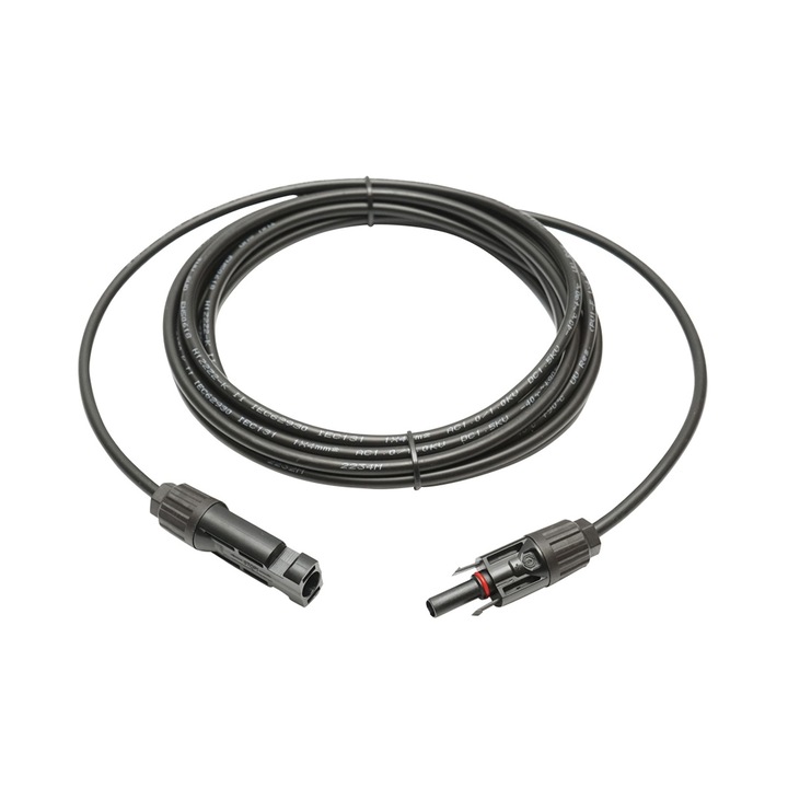 Cablu pentru prelungire panou solar de 6mm², conector MC4, 1, 6kw, 32A, 2 metri liniari negru