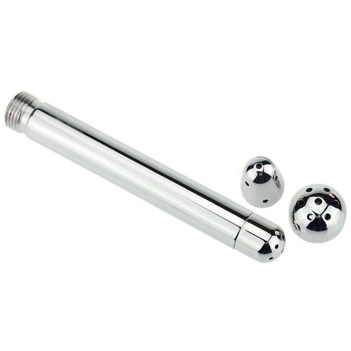 Irigator pentru clisma Night Fantasy, 3 capete, inox, 13x2cm, argintiu
