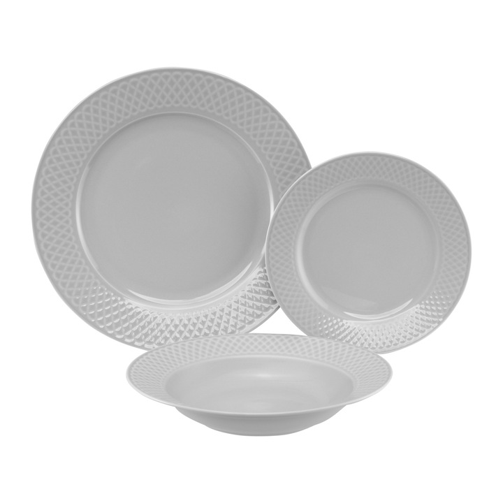 Сервиз за хранене AMBITION Sonia, 18 части, 6 души, порцелан, сив