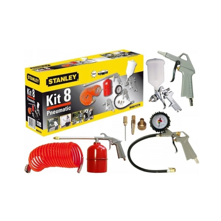 Set 8 accesorii pentru compresor, Stanley, 10 bari