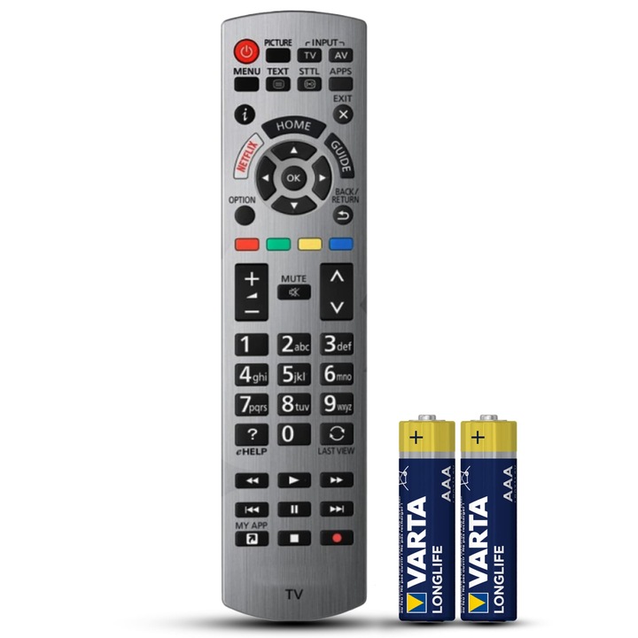 Telecomanda compatibila Panasonic, N2QAYB001178, TEMIX®, gri, baterii incluse