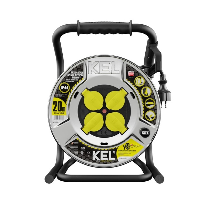 Prelungitor cu tambur heavy line shuko 4x2p+Z IP44 16A H05RR-F 3x2, 5 20m black Plastrol