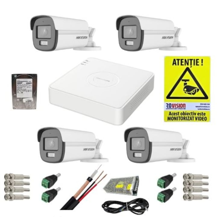Kit Supraveghere 6 Camere Full HD Interior/Exterior IR 20m + DVR 8 canale video / 1 canal audio, 1080P