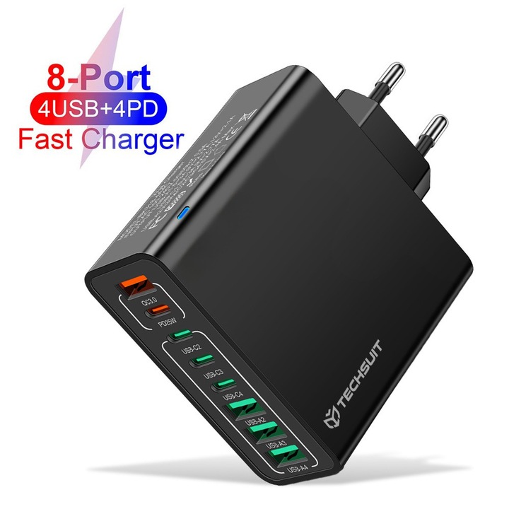 Stef's Cat CHPD224 hálózati töltő, USB-C port, 65 W, fekete színű