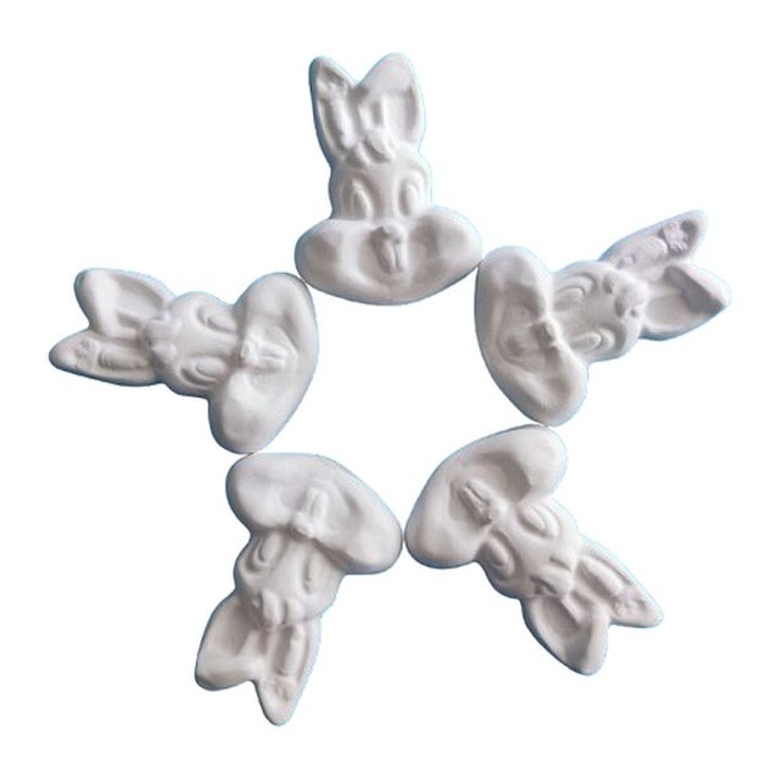 Figurine Ipsos de pictat - Iepurasi, dimensiuni cuprinse intre 7, 5-5, 3 cm, 5 piese