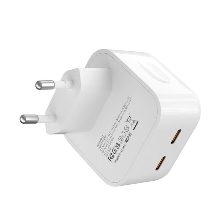 Incarcator Dual USB-C 40W Fast Charger, Compatibil cu iPhone16e, fara cablu