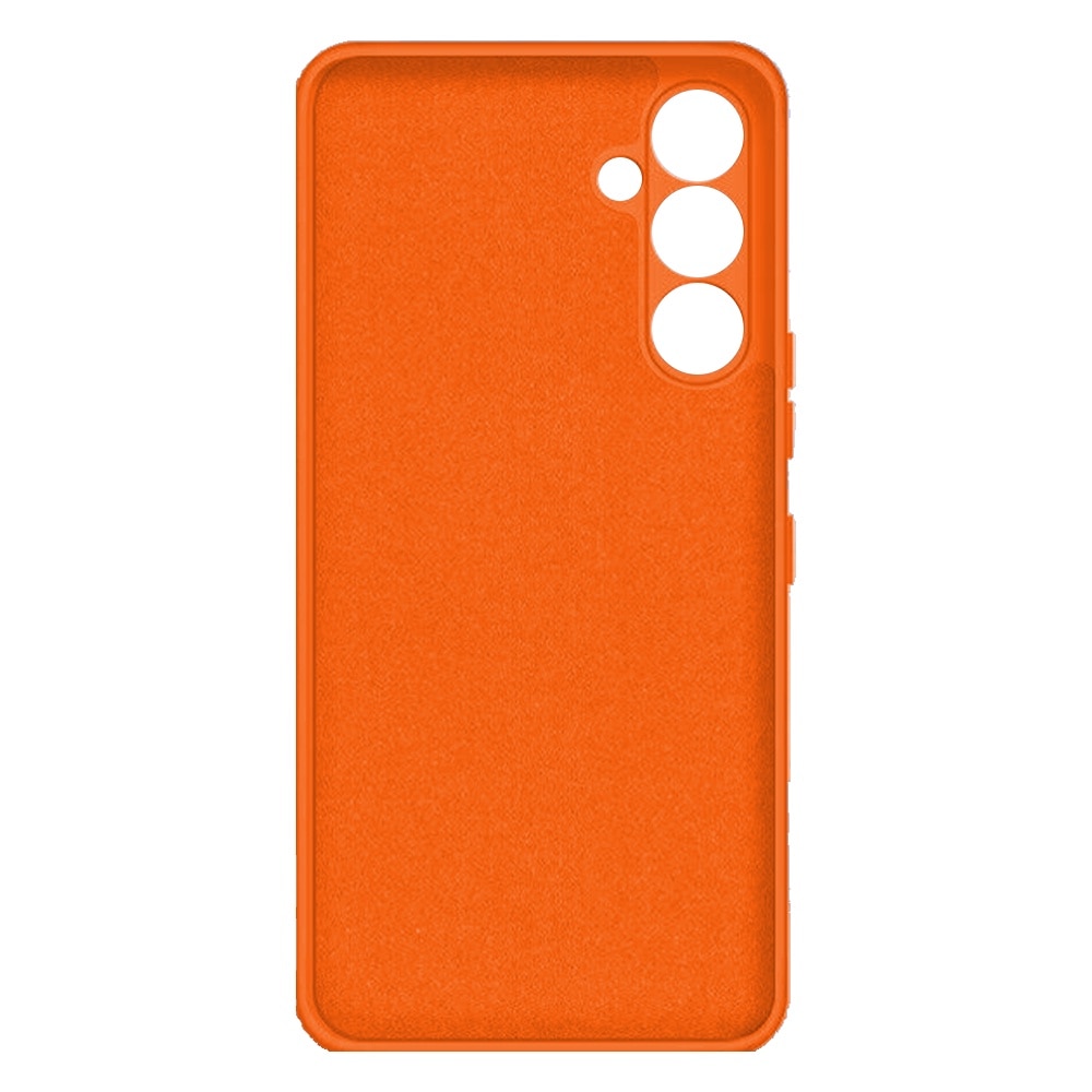 Husa protectie, interior de catifea, compatibila cu Samsung Galaxy S25, FONIX BloomShield, silicon, margini ridicate, slim, Portocaliu neon