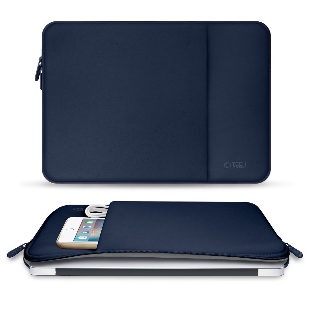 Husa TECH-PROTECT Neopren compatibila cu laptop 15/16 inch, Navy Blue
