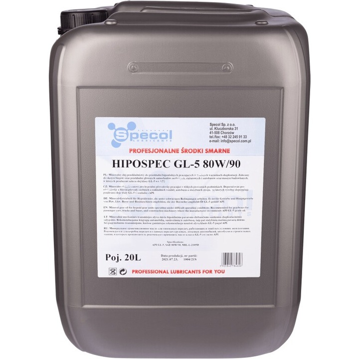 Sebességváltó olaj, Specol, 80W90, 20l, GL5