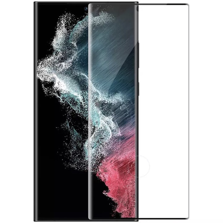 Samsung Galaxy S25 Ultra készülékkel kompatibilis üvegfólia, katonai keménység elleni védelem, HD tisztaság, azonnali alkalmazás, teljes burkolat, karcolásgátló, törésgátló, ujjlenyomat mentes, fekete