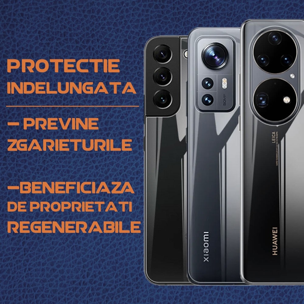 Folie Back Shield compatibila cu Samsung Galaxy S25 Ultra, Protectie spate, Hidrogel in 3 straturi, Anti-ingalbenire, Anti-UV, Regenerabila, Anti-soc, Instalare usoara
