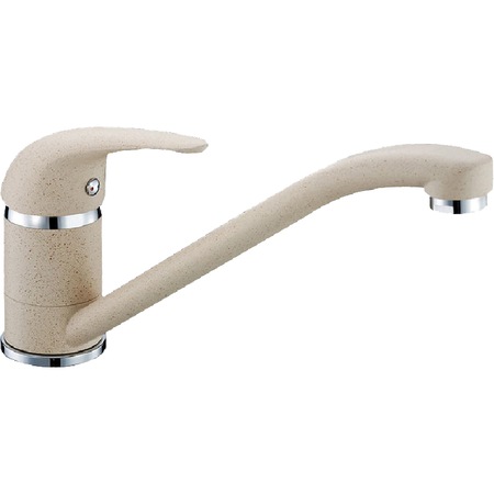 Pachet chiuveta granit + Baterie bucatarie Pyramis, reversibila, 760x440mm, adancime cuva 170mm, montare pe blat, Bej