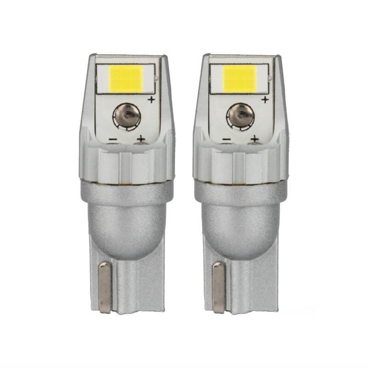 Set 2 becuri T10, 2 LED-uri, SMD 3570, 12-24V, W5W, 5500K, Canbus, 04256 Amio