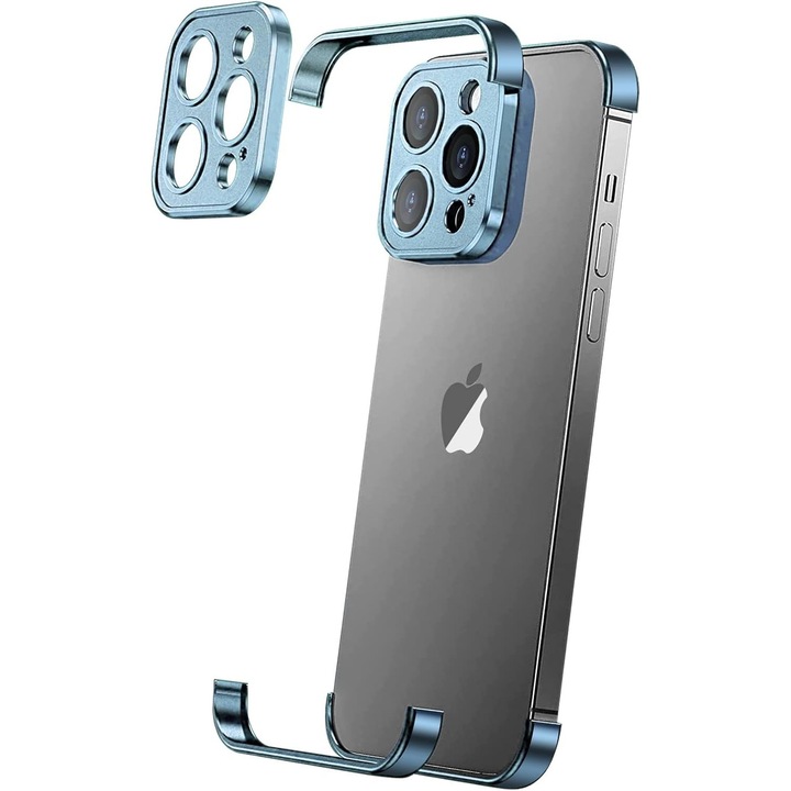 Husa de telefon compatibila cu iPhone 16 Pro Max TPU-Protejeaza colturile telefonului si ale camerei-culoare albastru