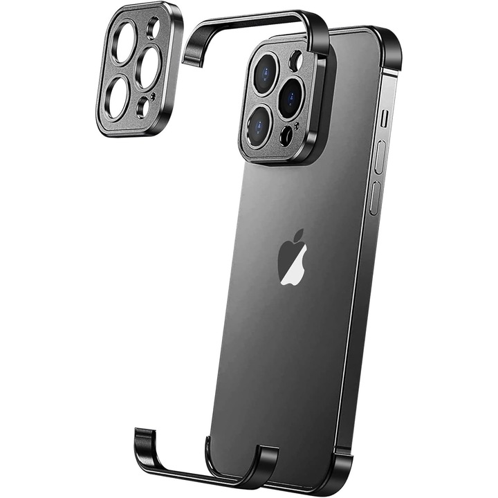 Husa de telefon compatibila cu iPhone 16 Pro Max TPU-Protejeaza colturile telefonului si ale camerei-culoare negru