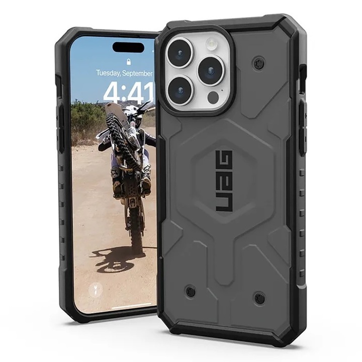 Husa de protectie pentru iPhone 16 Pro - UAG Pathfinder MagSafe, Argintiu