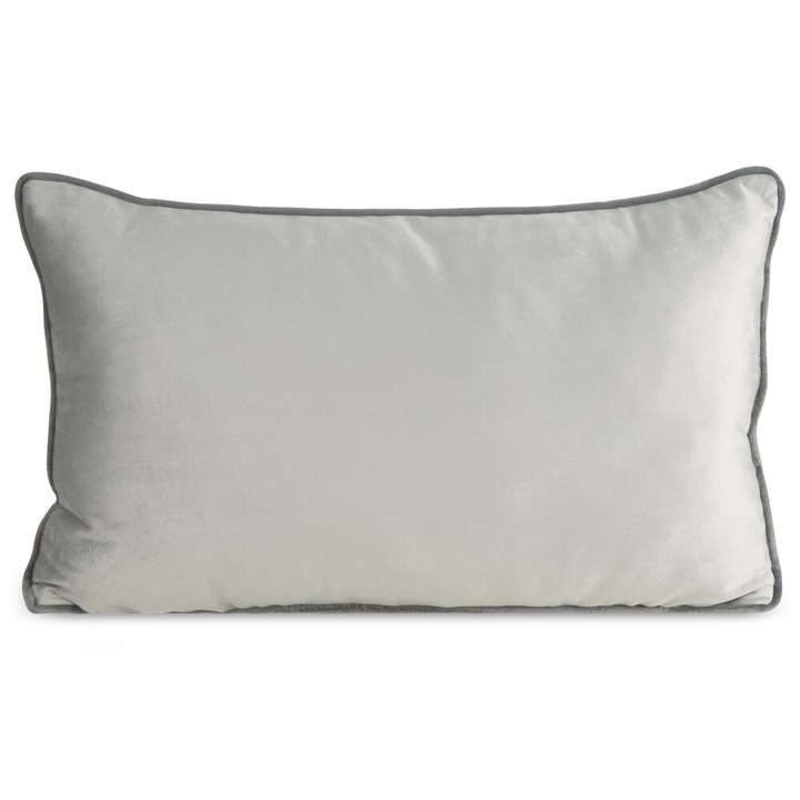 Fata de perna decorativa MELIA 30x50 Eurofirany catifea argintie impodobita cu borduri