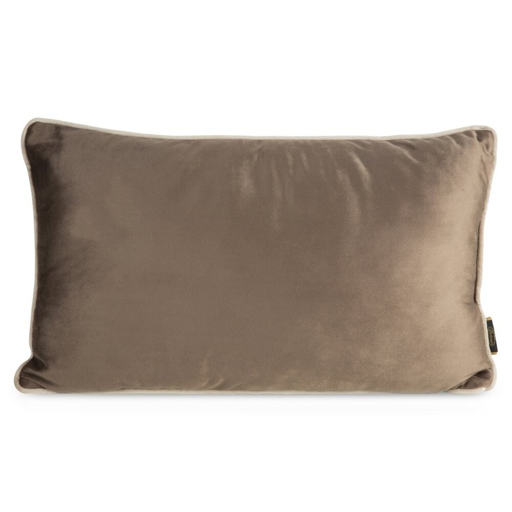 Fata de perna decorativa MELIA 30x50 Eurofirany catifea bej inchis impodobita cu borduri