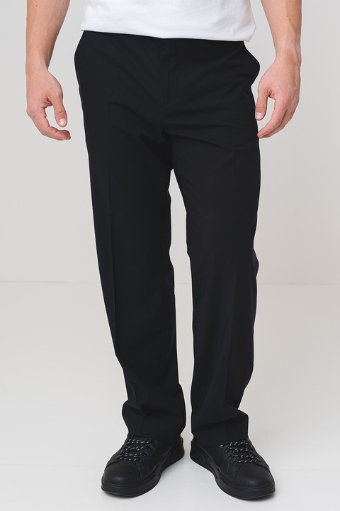 Scotch & Soda, Pantaloni eleganti din amestec de lana cu buzunare laterale, Negru stins