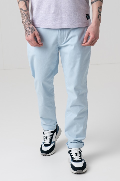 Scotch & Soda, Pantaloni chino cu talie medie, Albastru deschis, W29-L32