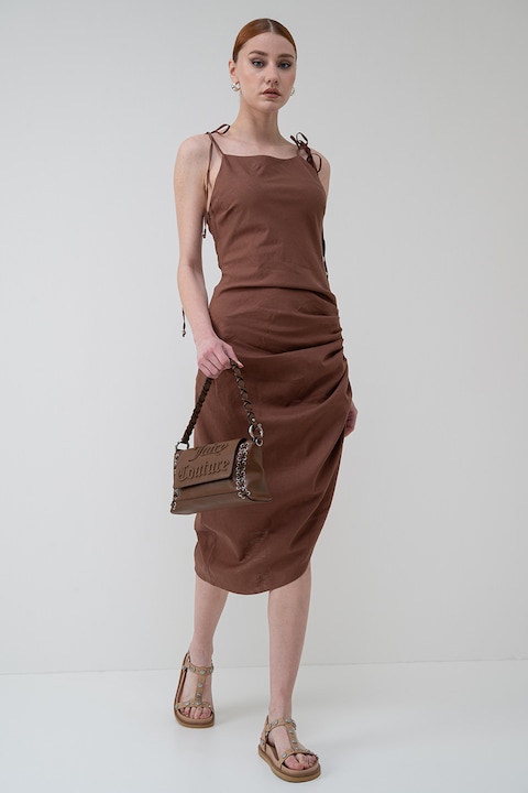 Scotch & Soda, Рокля с лен с набирания, Светлокафяв