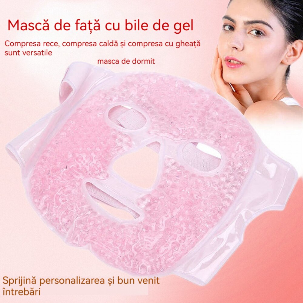 Masca Roz Set masca de fata si masca pentru ochi, AONYIYI, gel PVC, efect de ...
