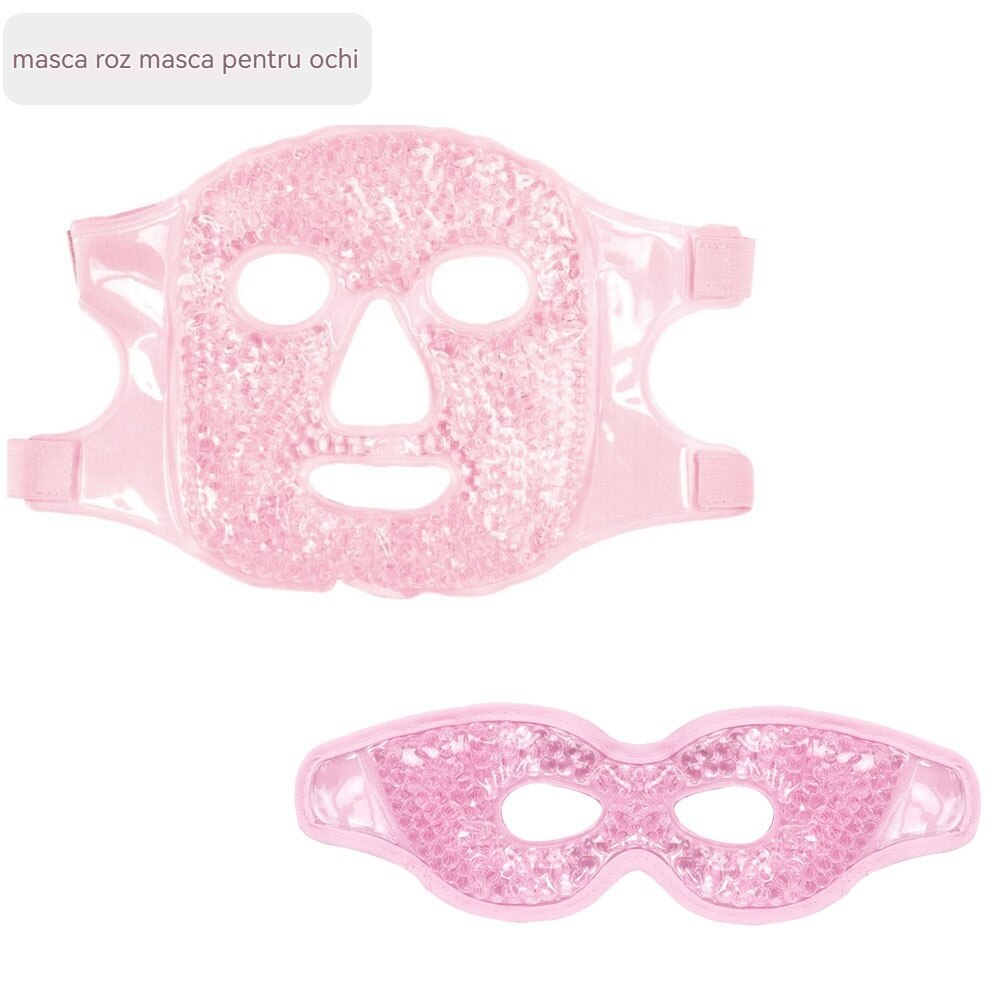 Masca Roz Set masca de fata si masca pentru ochi, AONYIYI, gel PVC, efect de ...