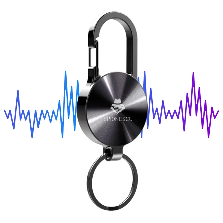 Reportofon spion tip breloc, Spionescu, S25, 32 GB, baterie 120 mAh, autonomie 25 h, MP3 player, inregistrare cu activare vocala, eliminare zgomote fundal, negru