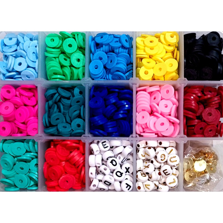 Комплект мъниста, полимерна глина за Направи си сам гривни, колиета, обеци