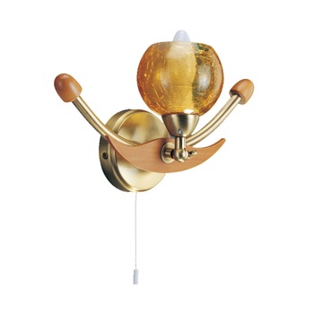 Aplica BUSSY LIGHTING 7002 1 brat E14 1x40W ,lemn,metal finisaj bronz / sticla orange Aplica BUSSY LIGHTING 7002 1 brat E14 1x40W ,lemn,metal finisaj bronz / sticla orange