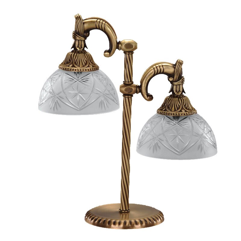 Veioza BUSSY LIGHTING 3038 2 brat E27 2x60W metal,alama, finisaj bronz-antiq / sticla-cristal