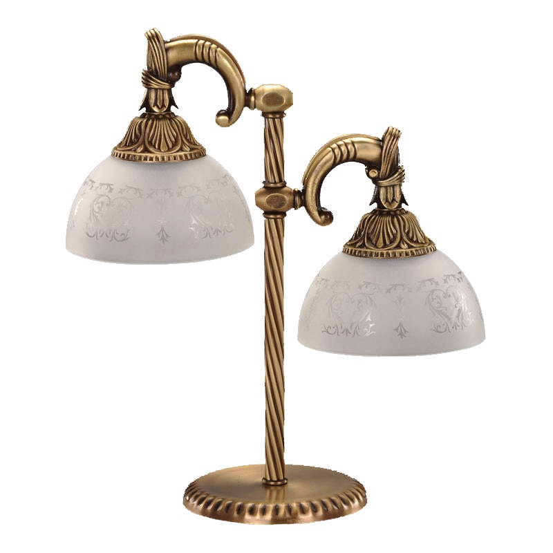 Veioza BUSSY LIGHTING 3040 2 brat E27 2x60W metal,alama, finisaj bronz-antiq / sticla alb