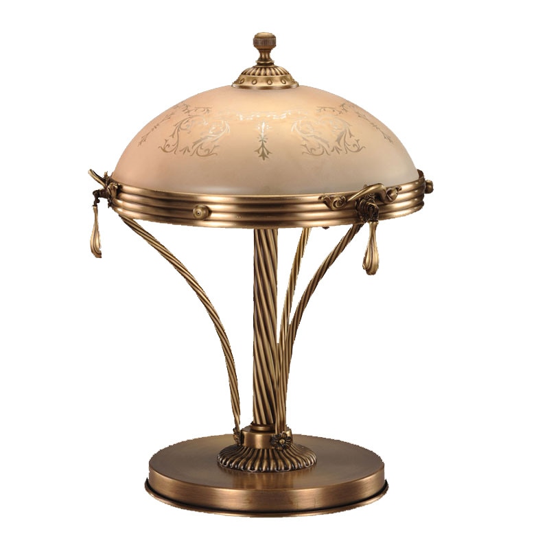 Veioza BUSSY LIGHTING 3040 E14 3x40W metal,alama, finisaj bronz-antiq / sticla crem