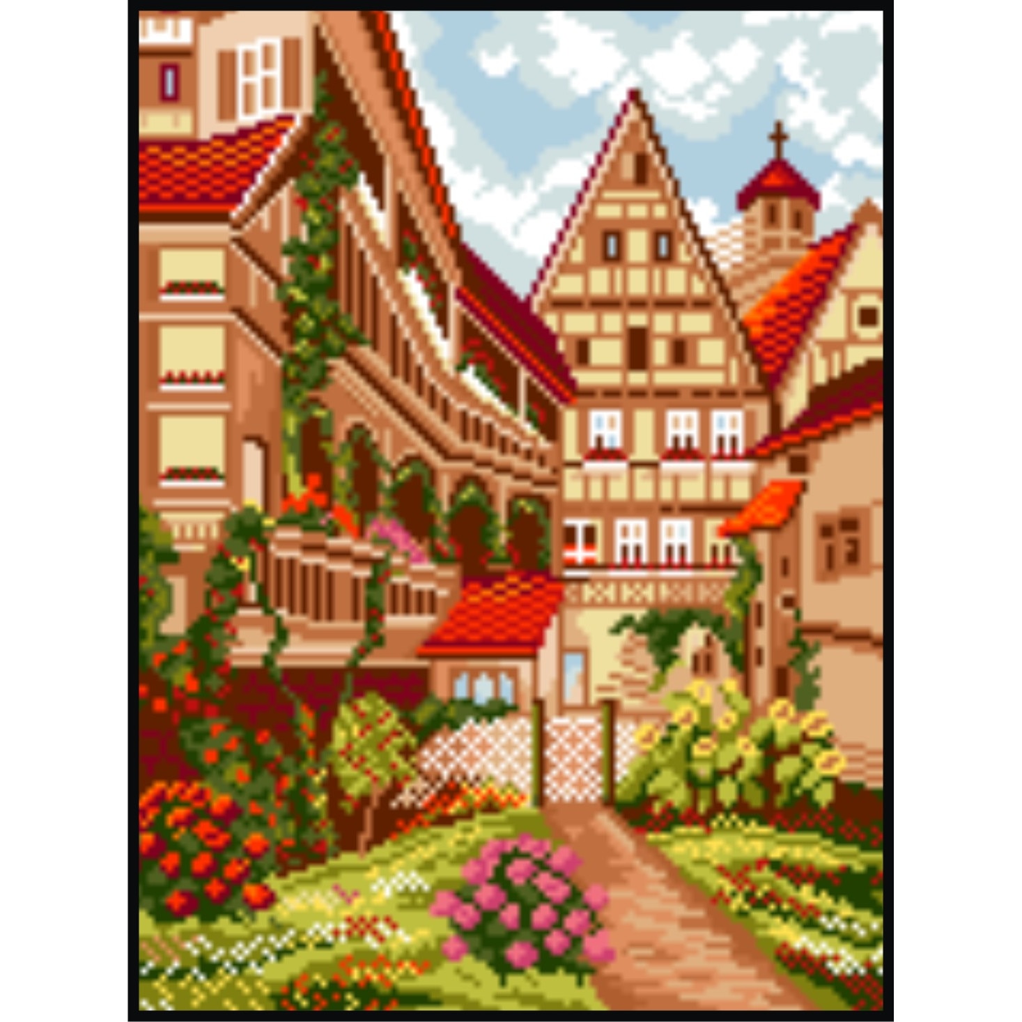 Case tiroleze - kit goblen cu panza imprimata