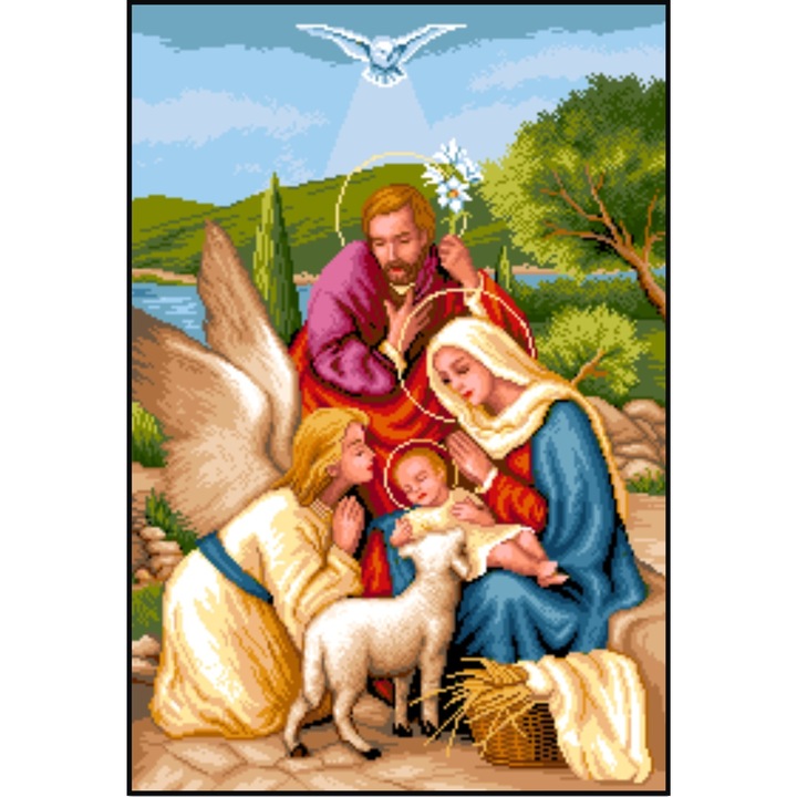 Ingerul pazitor - kit goblen cu diagrama alb-negru