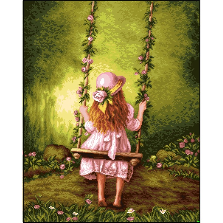 Leagan cu flori - kit goblen cu diagrama color