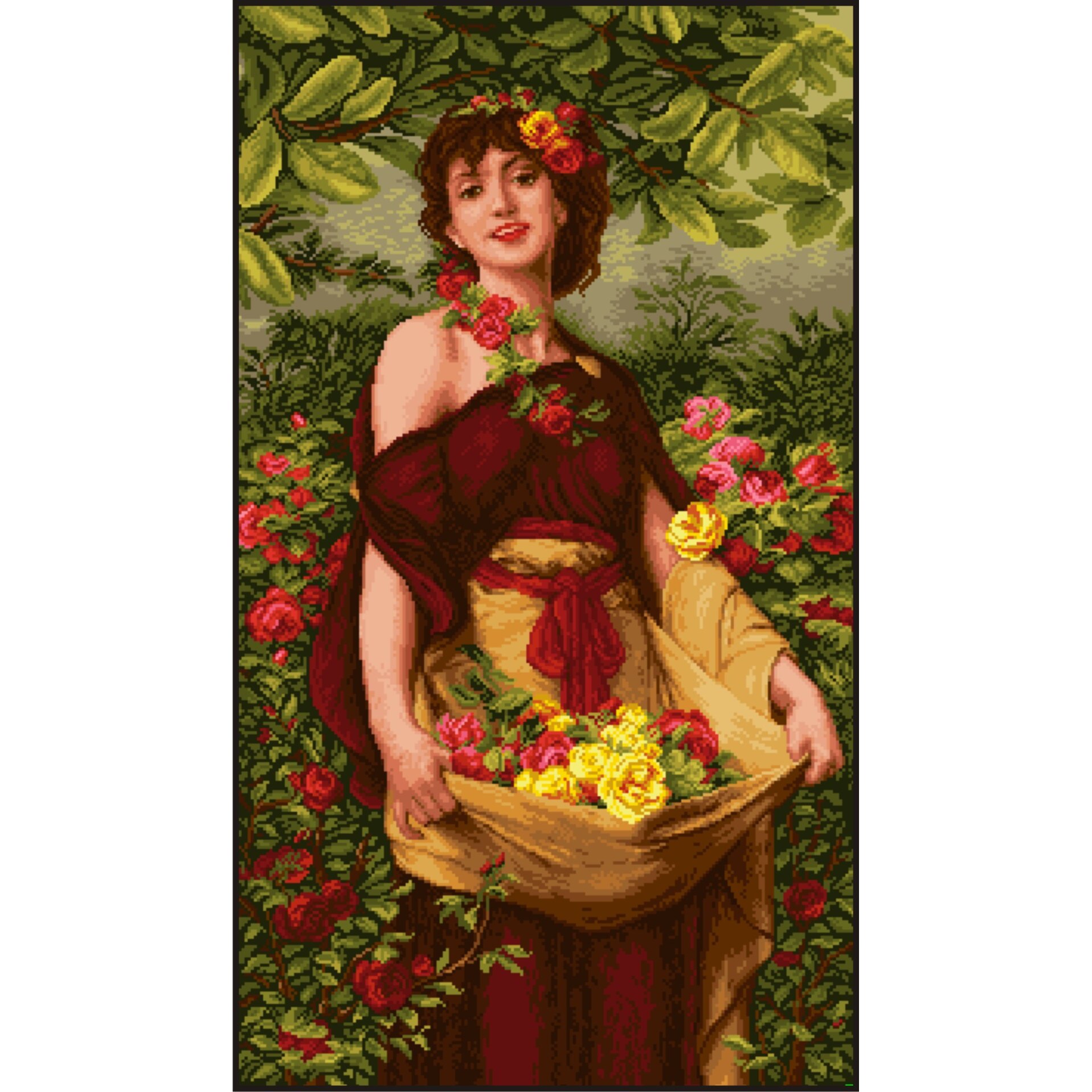 Zambet de roza - kit goblen cu panza imprimata