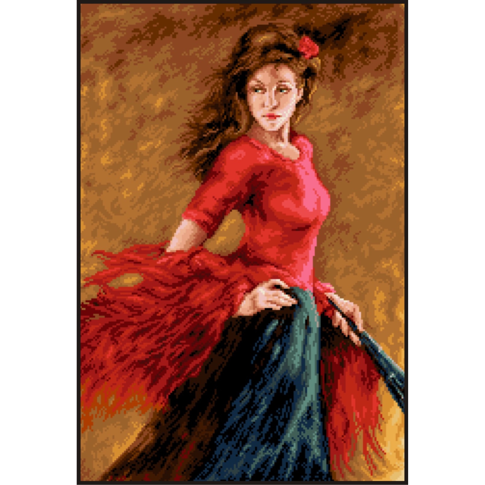 Pasi de flamenco - kit goblen cu panza imprimata