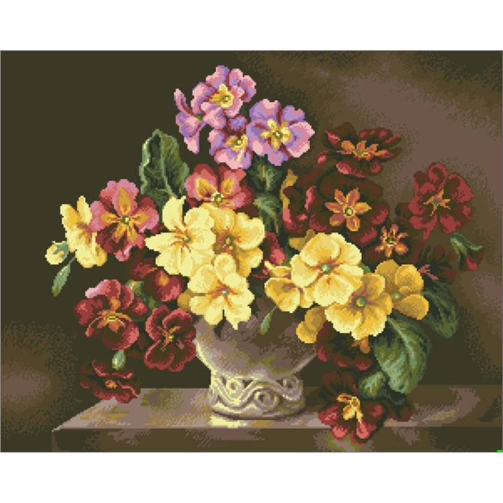 Primule - kit goblen cu panza imprimata